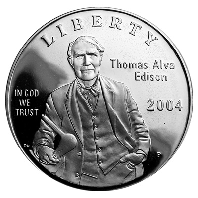 2004 Thomas Alva Edison Silver Proof $1 (Capsule) - Click Image to Close